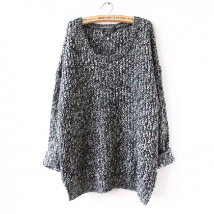 Oversized Knitted Crewneck Casual Pullovers..