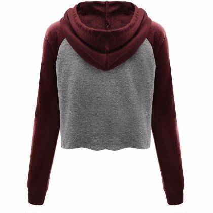 Two-coloured Long Sleeve Raglan Hoodie Sweater