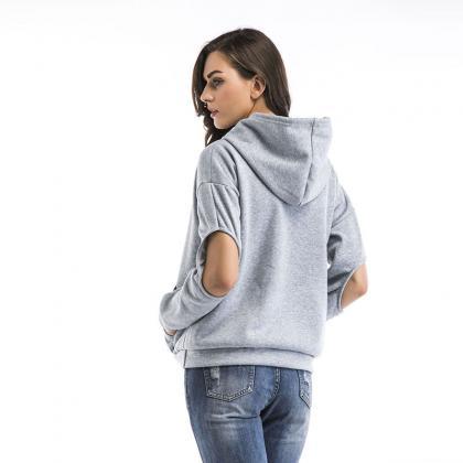 Loose Women's Pocket Hooded Sweater