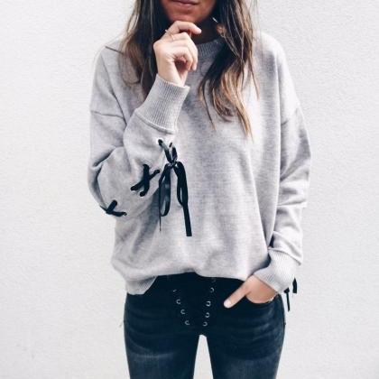 Fashion Bow Long-sleeved Sweater