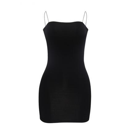 2018 Solid Color Sexy Sleeveless Pack Hip Dress