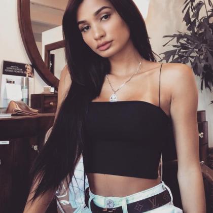 straight neck spaghetti strap top