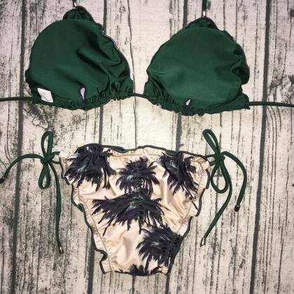 2018 Sexy Coconut Print Bikini Swimsuit