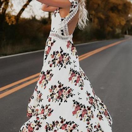 2018 Sexy Sleeveless Printed Dress
