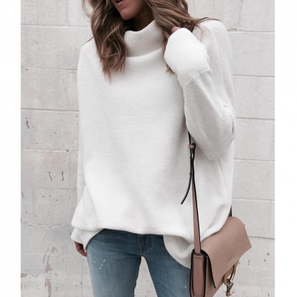 Fashion High-necked Long-sleeved Knit Sweater