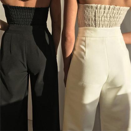 Fashion Solid Color Zipper Slim Pants