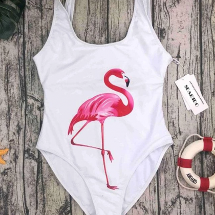 Sexy One Piece Flamingo Print Swims..