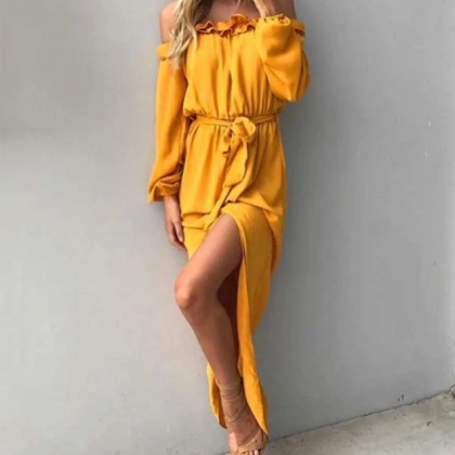 Off The Shoulder Yellow Dress