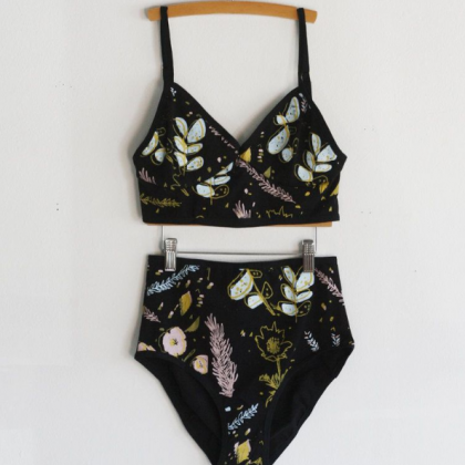 Printed Split High Waist Bikini Swimsuit