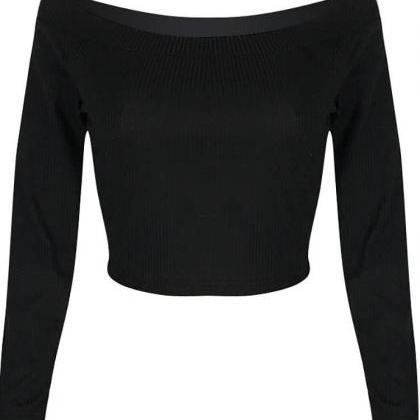 Solid Color Sexy Temperament One-neck Long-sleeved..