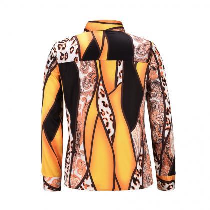 Vintage Leopard Print Long Sleeve Shirt
