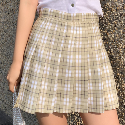 Plus Size High Waist Plaid Skirt