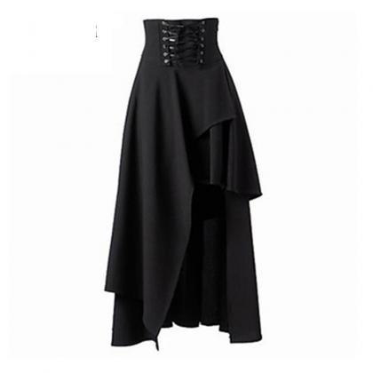 High Waist Asymmetric Hem Bandage Long Maxi Skirts..