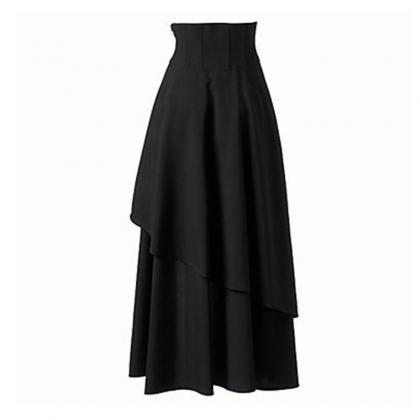 High Waist Asymmetric Hem Bandage Long Maxi Skirts..