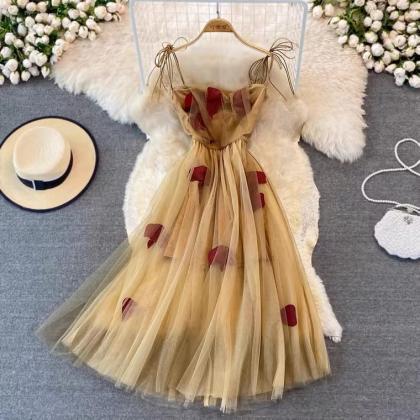 Spaghetti Strap Super Fairy Tulle Pompous Dress