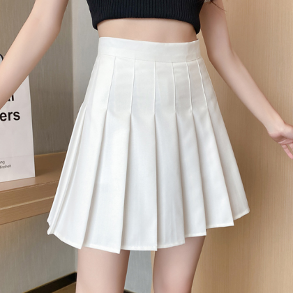 Solid Color Women High Waisted Skirt