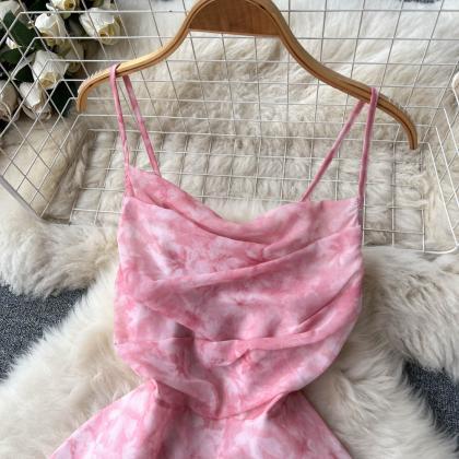 Design Strap Sleeveless Fragmented Chiffon High..