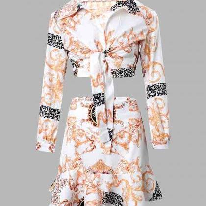 Women's Printed Long Sleeve Two Piece..
