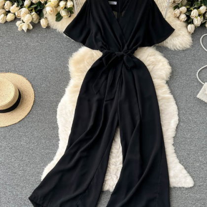 Fashion Sexy Simple V-neck Jumpsuit