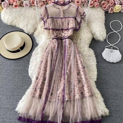 Fashion Sexy Purple Lace Dress