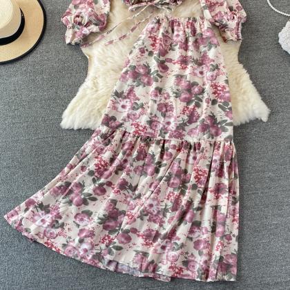 Fashion Cute Floral Two Pieces Dress