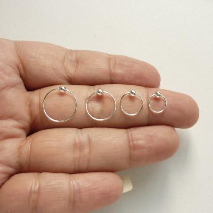 8 Mm Tiny Silver Hoop Earrings With Ball