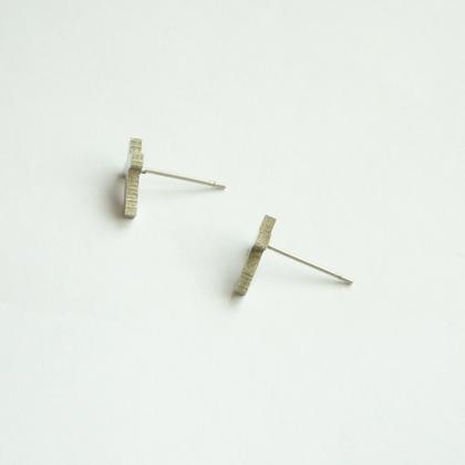 Large Metal Cross Stud Earring - Gift Under 10 - 7..