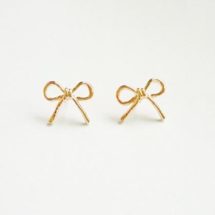 The Bow Rose Gold Stud Earrings - Gift Under 15