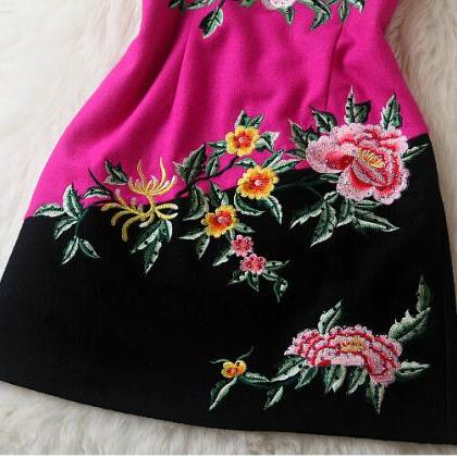Slim Embroidered Vintage Dress Hg11704kf
