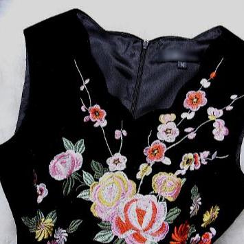 Retro Embroidered Vest Big Yards Dress Vb11707jt