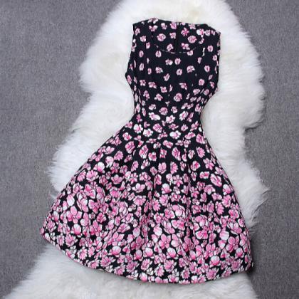 Fashion Printing Stitching Sleeveless Dress..