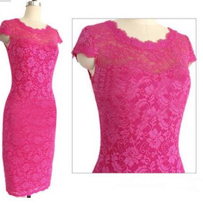Slim Lace Stitching Pink Dress Fg12410jk