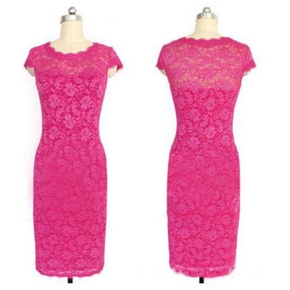 Slim Lace Stitching Pink Dress Fg12410jk