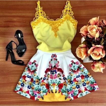 Sling Lace Print Dress We22704op