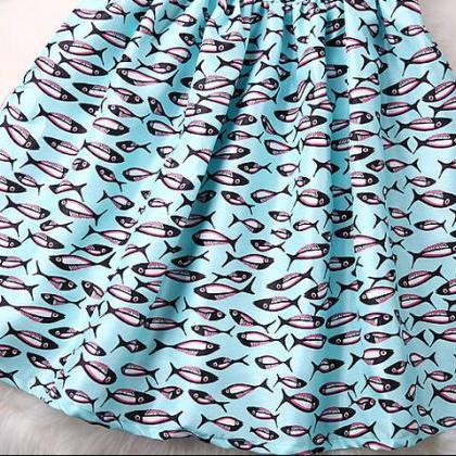 Fish Print Sleeveless Dress Vc30505mn