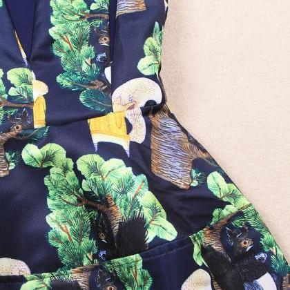 Fashion Printing Stitching Sleeveless Vest Dress..