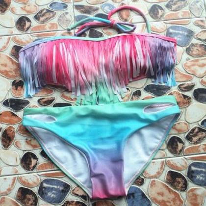 Gradient Fringed Swimsuit Vc40121mn