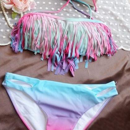 Gradient Fringed Swimsuit Vc40121mn