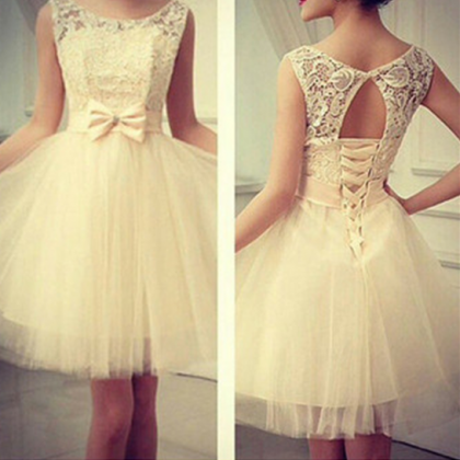 Cute Sleeveless Lace Bow Dress Vc04