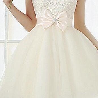 Cute Sleeveless Lace Bow Dress Vc04