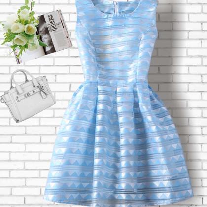 Fashion Printed Organza Sleeveless Vest Dress..