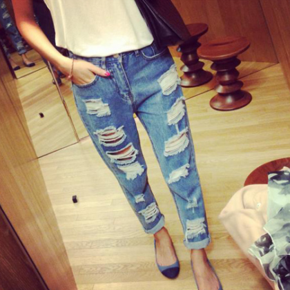 Fashion Hole Jeans VC40914MN on Luulla