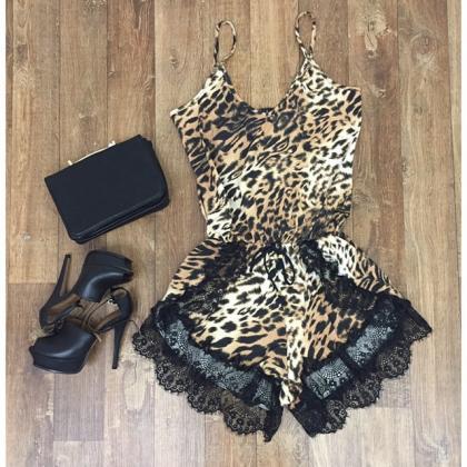 Explosion Models Leopard Straps Lace Rompers Vg41617mn on Luulla