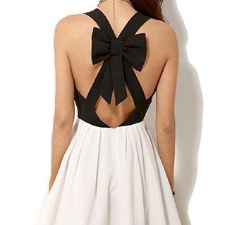 [vg01mn] Black And White Crossback Bowknot Low Cut..