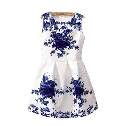 Floral Printed Dress With Pleated Waist Vg41702mn