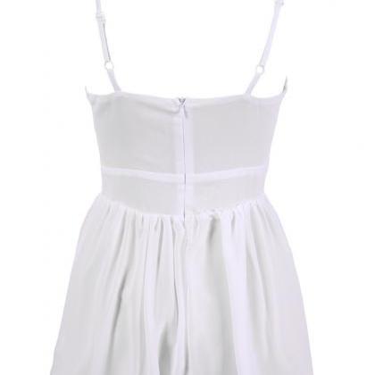 Fashion Cute White V-neck Dress Vg41705mn