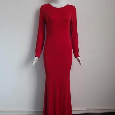 Gorgeous Red V Back Long Dress