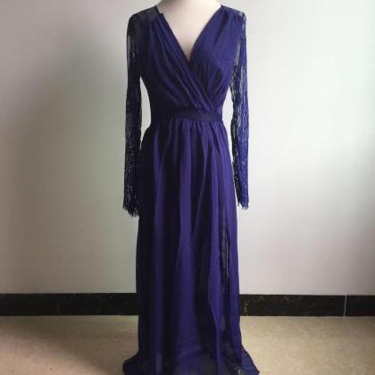 Embroidery Stitching Lace Chiffon Dress Vg42601mn
