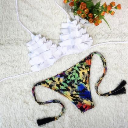 Floral Bikini Swimsuit Split Vg52804mn
