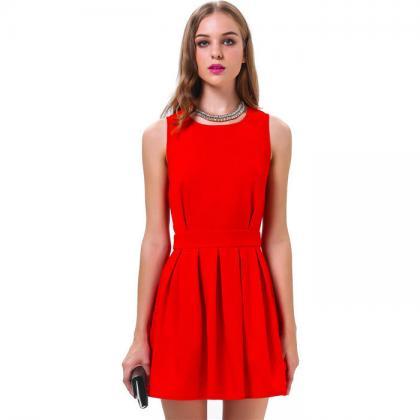 Scalloped Open Back Red Short Party Dress,..
